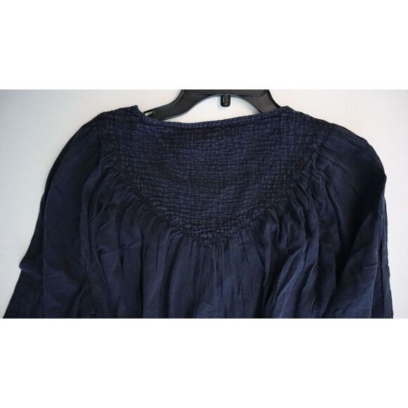 Free People OB1064031 Women's Sz XS Navy Blue Raglan Sleeve Button Up Top $88 - Picture 6 of 9